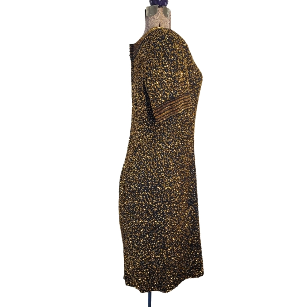 Vintage Niteline 100% silk dress with gold beading in size 10 - Picture 8 of 15